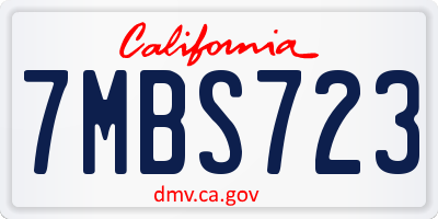 CA license plate 7MBS723