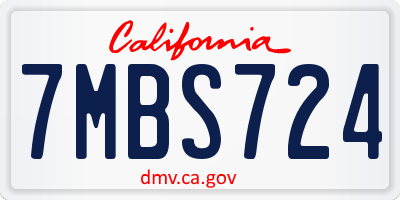 CA license plate 7MBS724