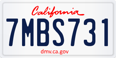 CA license plate 7MBS731
