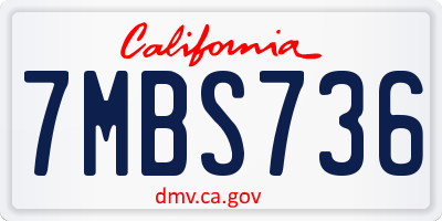 CA license plate 7MBS736