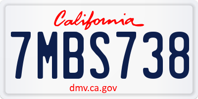 CA license plate 7MBS738