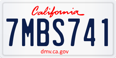 CA license plate 7MBS741