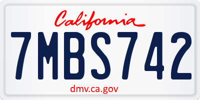 CA license plate 7MBS742
