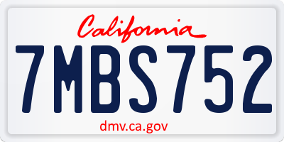 CA license plate 7MBS752