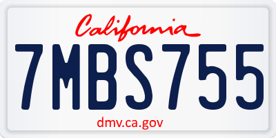 CA license plate 7MBS755