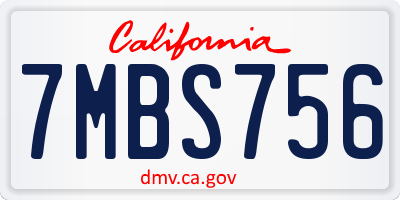 CA license plate 7MBS756
