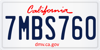 CA license plate 7MBS760
