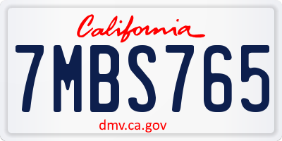 CA license plate 7MBS765