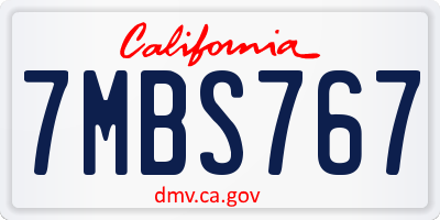 CA license plate 7MBS767