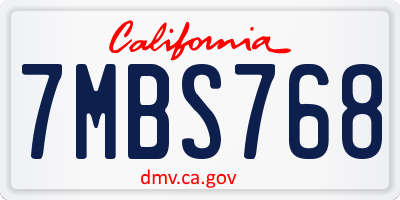 CA license plate 7MBS768