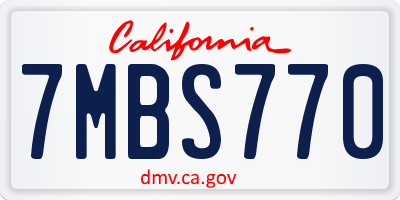 CA license plate 7MBS770