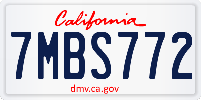 CA license plate 7MBS772