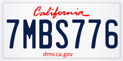CA license plate 7MBS776