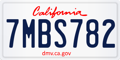 CA license plate 7MBS782