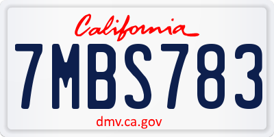 CA license plate 7MBS783