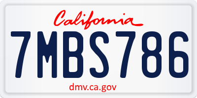CA license plate 7MBS786