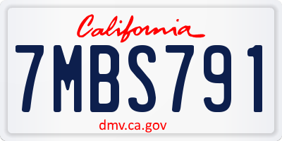 CA license plate 7MBS791