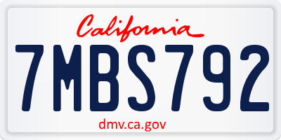 CA license plate 7MBS792