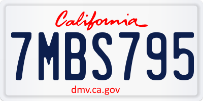 CA license plate 7MBS795