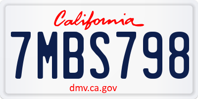 CA license plate 7MBS798