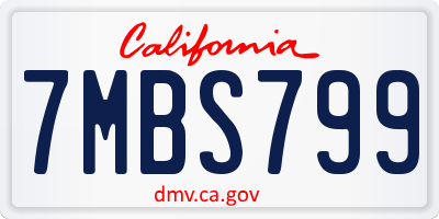CA license plate 7MBS799