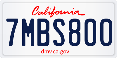 CA license plate 7MBS800