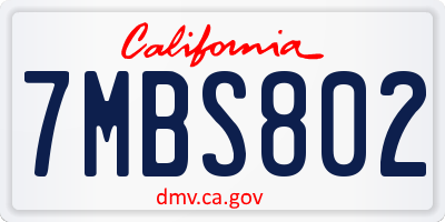 CA license plate 7MBS802