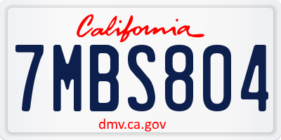 CA license plate 7MBS804