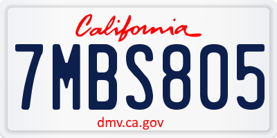 CA license plate 7MBS805