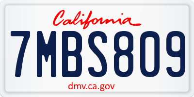 CA license plate 7MBS809