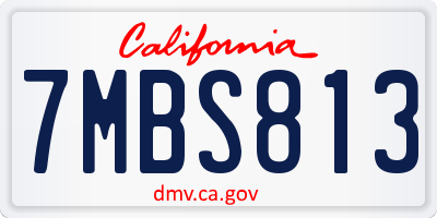 CA license plate 7MBS813