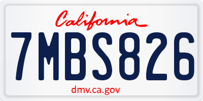 CA license plate 7MBS826