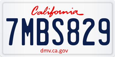 CA license plate 7MBS829