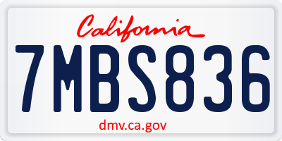 CA license plate 7MBS836