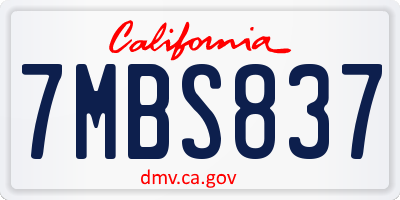 CA license plate 7MBS837