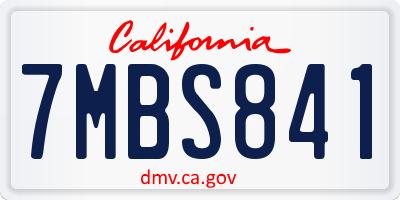 CA license plate 7MBS841