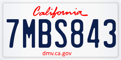 CA license plate 7MBS843