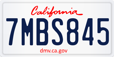 CA license plate 7MBS845