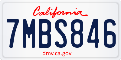 CA license plate 7MBS846
