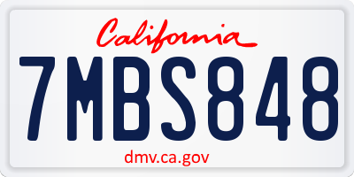 CA license plate 7MBS848