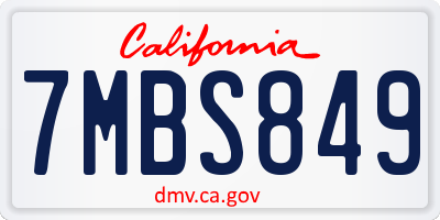 CA license plate 7MBS849