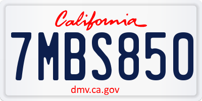 CA license plate 7MBS850