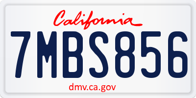 CA license plate 7MBS856