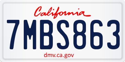 CA license plate 7MBS863