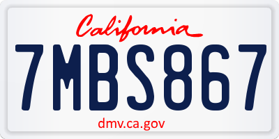 CA license plate 7MBS867