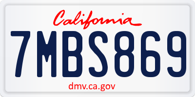 CA license plate 7MBS869