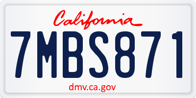 CA license plate 7MBS871