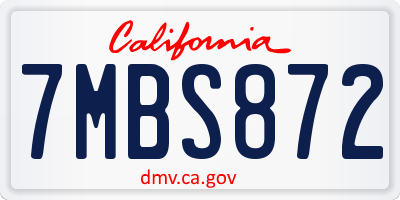 CA license plate 7MBS872