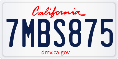 CA license plate 7MBS875