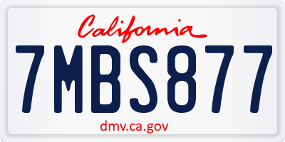 CA license plate 7MBS877
